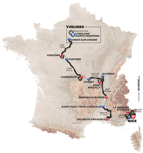 2016 Paris-Nice route